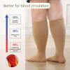 ZFSOCK Plus Size Compression Socks: Men Women Wide Calf Open Toe Graduated Medical Support Stockings Toeless Flight Pressure Socks for Varicose Vein Swollen Legs Pregnancy Nurses Travel Beige 6XL view 3