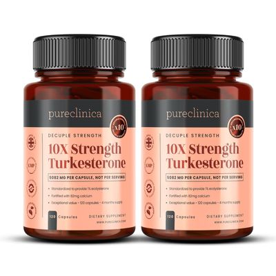 pureclinica 10X Strength Turkesterone 5082mg x 240 Capsules (2 Bottles of 120) - 8 Months Supply