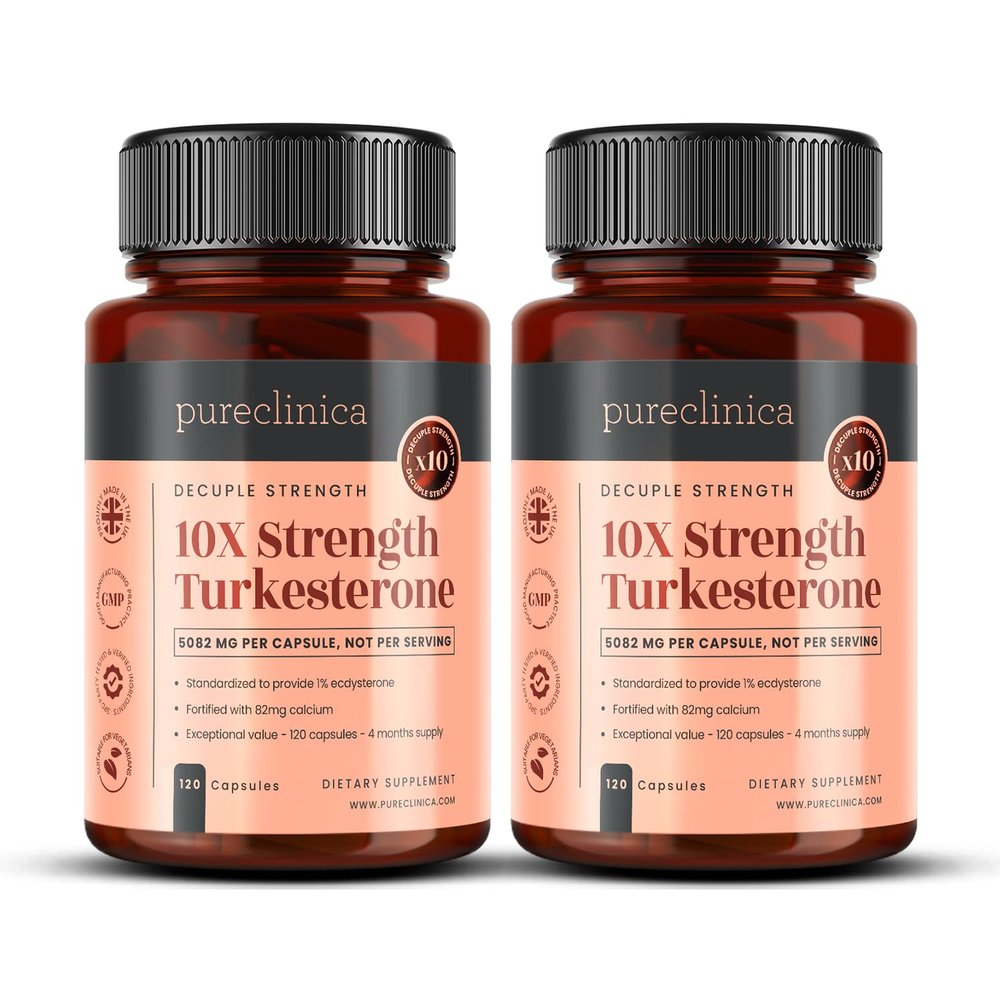 pureclinica 10X Strength Turkesterone 5082mg x 240 Capsules (2 Bottles of 120) - 8 Months Supply