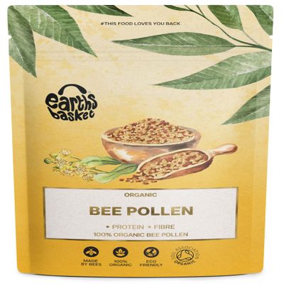 Earths Basket Organic Bee Pollen Granules - Spanish, Raw & Ethically Harvested - 75g in Recyclable Packaging - Healthy Immunity Support - Free from Any Artificial Additives