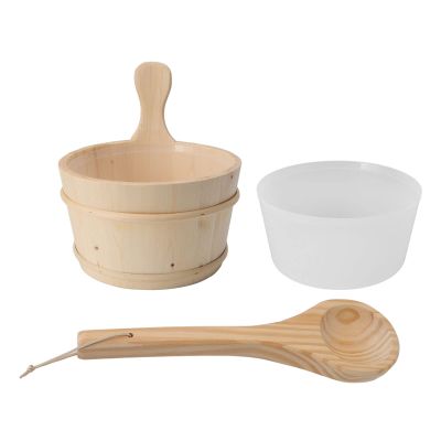 PenRux Spruce Wood Sauna Bucket and Ladle Set 4L, High Temperature Resistant, Spa Accessories for Sauna, Bath, Swimming Pool, Massage Bathtub
