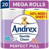 Andrex Gentle Clean Perfect Pull Toilet Tissue with Easy Tear Perforations. 20 Larger Toilet Rolls (Equivalent To 30 Standard Rolls) - Great For Toilet Training view 1