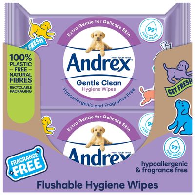 Andrex Gentle Clean Moist Toilet Tissue - Flushable Hygiene Wipes Single (12 Packs x 36 Sheets), FSC Certified