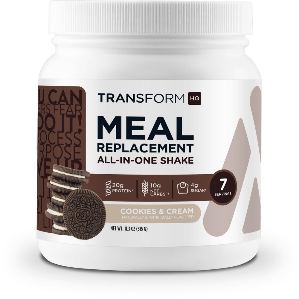 TransformHQ Meal Replacement Shake Powder 7 Servings (Cookies & Cream) - Gluten Free, Non-GMO