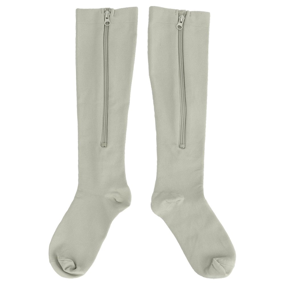 1 Pair Zipper Compression Socks, 1520mmHg Closed Toe Medical Compression Socks, Knee High Compression Socks for Pregnant Women Varicose Vein, High Support Compression Stockings