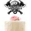 Congrats Firefighter Cake Topper, Future Fireman, Congrats Grad, Class of 2024 Graduation Party Decoration, Black Glitter view 1