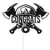 Congrats Firefighter Cake Topper, Future Fireman, Congrats Grad, Class of 2024 Graduation Party Decoration, Black Glitter view 2