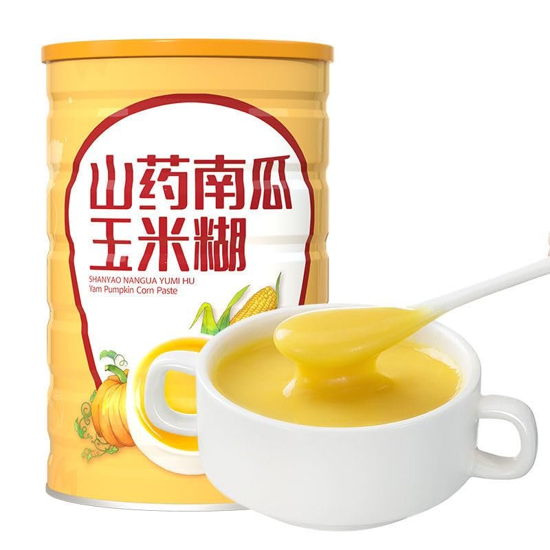 Black sesame walnut mulberry congee (500g/can) Chinese yam corn paste, Fruit and vegetable Congee, lotus root snacks, healthy and nutritious breakfast, snacks (Pumpkin corn paste,1can)