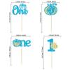 Gyufise 24Pcs Pumpkin One Birthday Cupcake Toppers Pumpkin Baby Boy 1st Birthday Cupcake Picks Pumpkin Theme Kids First Birthday Cake Decorations for Fall Harvest Baby Shower Party Decorations Blue view 2