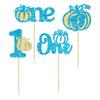 Gyufise 24Pcs Pumpkin One Birthday Cupcake Toppers Pumpkin Baby Boy 1st Birthday Cupcake Picks Pumpkin Theme Kids First Birthday Cake Decorations for Fall Harvest Baby Shower Party Decorations Blue view 3