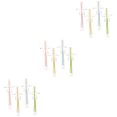 FRCOLOR 12pcs Silicone Toothbrushes for Boy Girl Training Suction Base Boy Girl Toothbrush for Months for Year Old