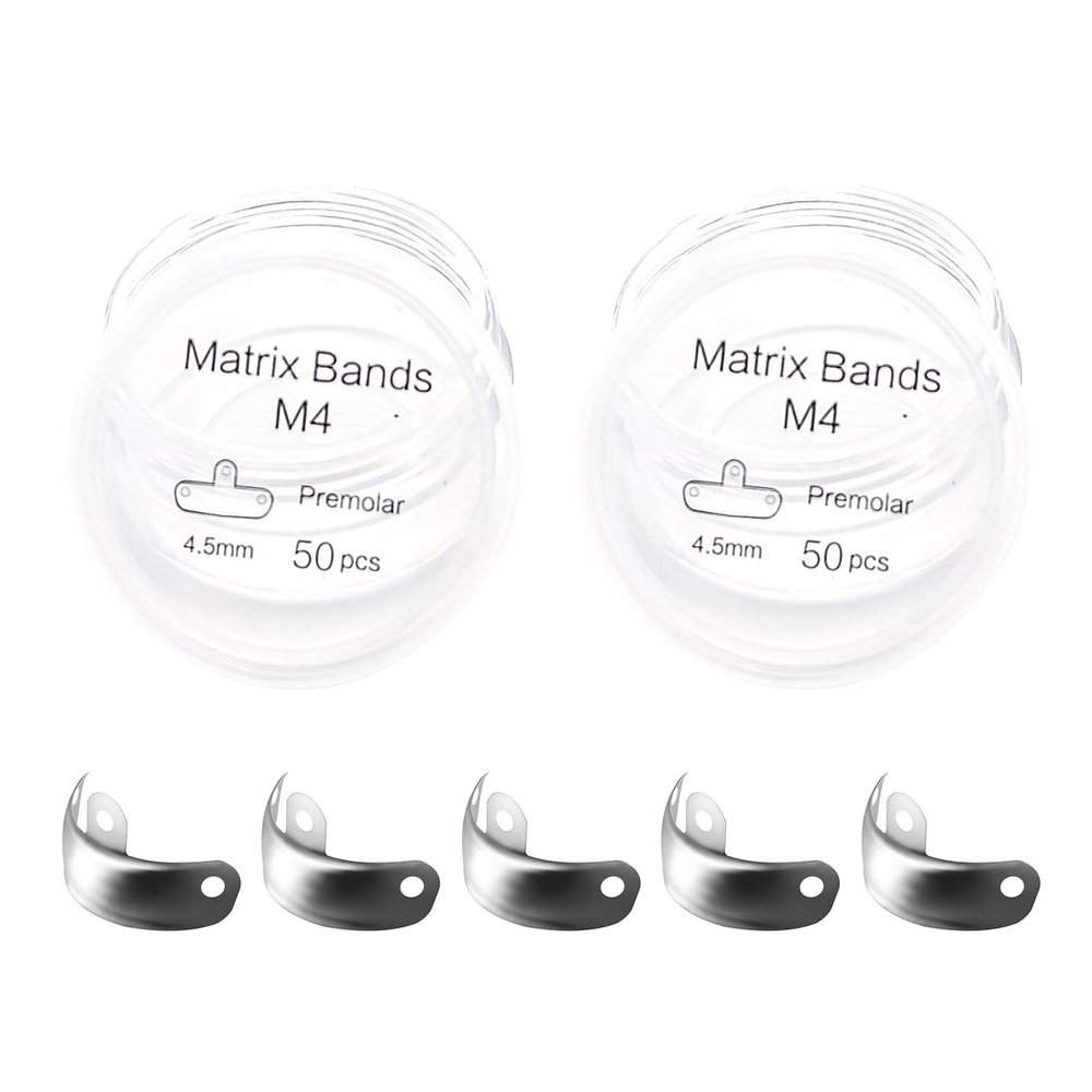 50PCS Dental Sectional Contoured Matrices Matrix Bands, M4 Dental Matrix Bands, Dental Matrix Bands For Dental Restorations-2boxes||4.5mm