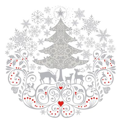 3-Ply Xmas Decoupage Tissue Paper Napkins Decorative Christmas Serviettes 33cm x 33cm - Pack of 20 (Christmas Circle Composition)