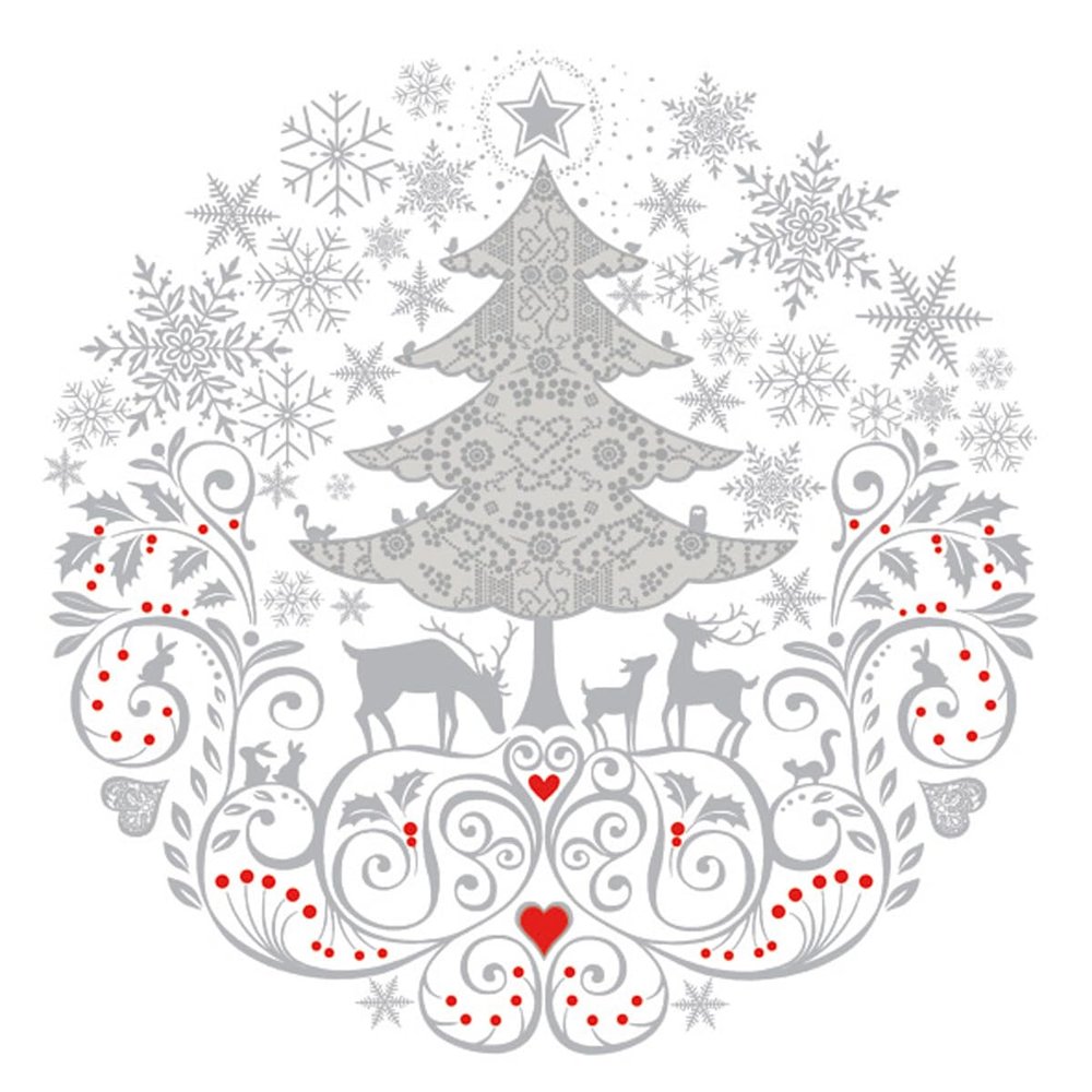 3-Ply Xmas Decoupage Tissue Paper Napkins Decorative Christmas Serviettes 33cm x 33cm - Pack of 20 (Christmas Circle Composition)