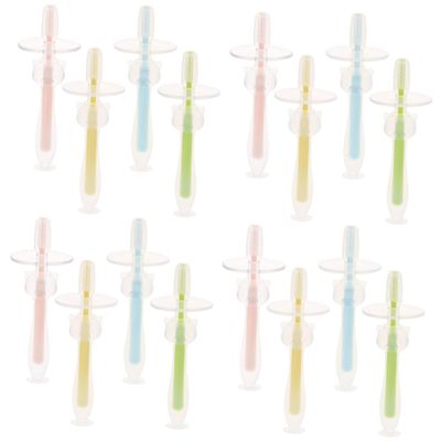 FRCOLOR 16pcs Silicone Toothbrushes for Boy Girl Months Suction Base Boy Girl Training Toothbrushes for Year Old for First Toothbrushing