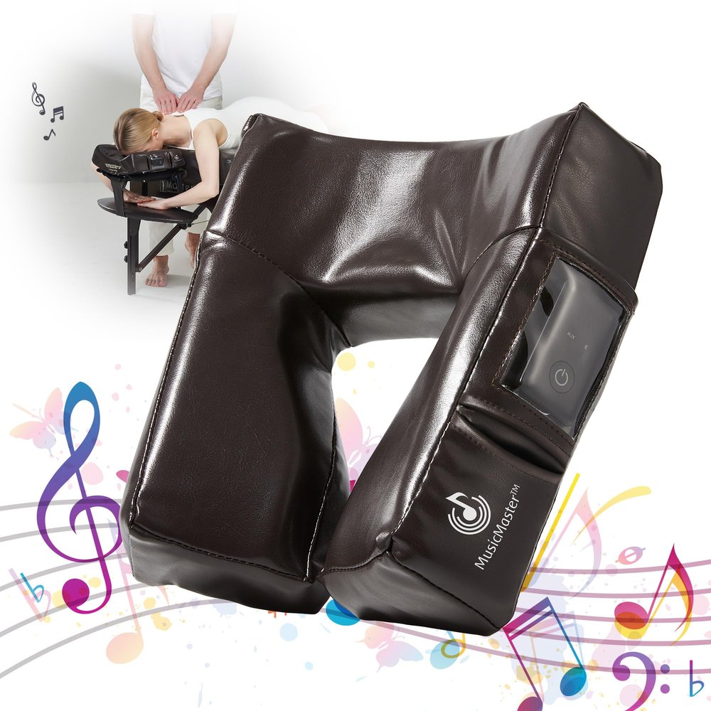 Music Master High Fidelity Sound Face Cradle Cushion- Bluetooth Massage Pillow for Face Down Resting- Ultra Soft Massage Table Headrest for Personal & Professional Use- 9cm Foam Headrest