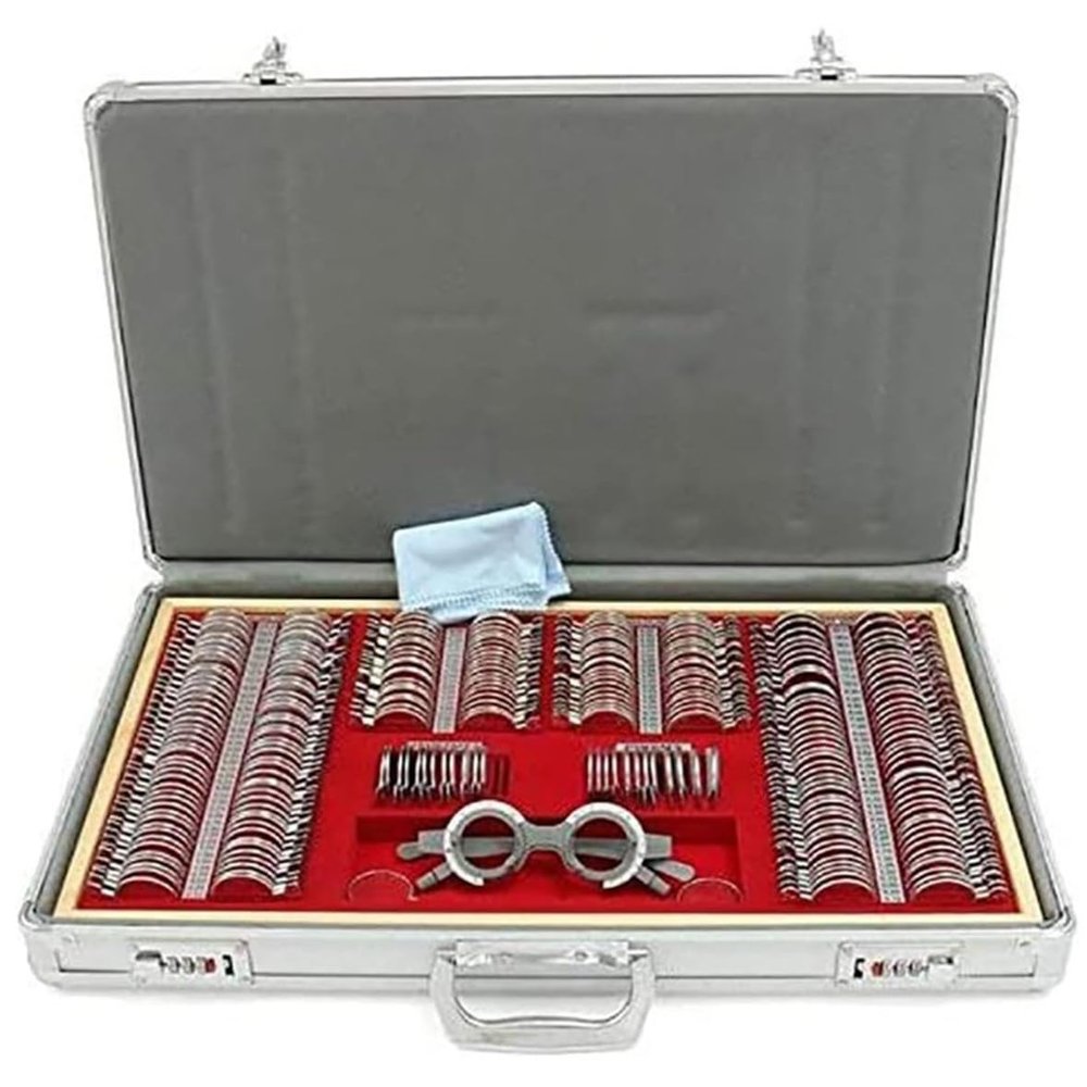 FENGSSLL 266 Piece Trial Lens Set Includes Trial Glasses Trial Frame, Optical Lens, Optometry Rim Case, Evidence Box, Aluminum Rim Kit
