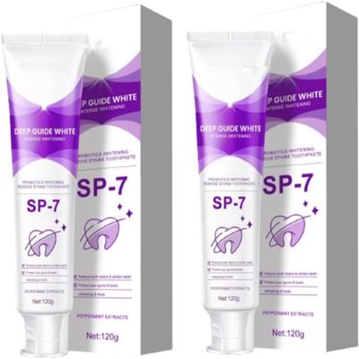 2023 New Sp-7 Probiotic Whitening Toothpaste, Brightening & Stain Removing Toothpaste, SP-7 Natural Tooth Whitener, Removes Tooth Stains, Fresh Breath, 120g (2pcs)