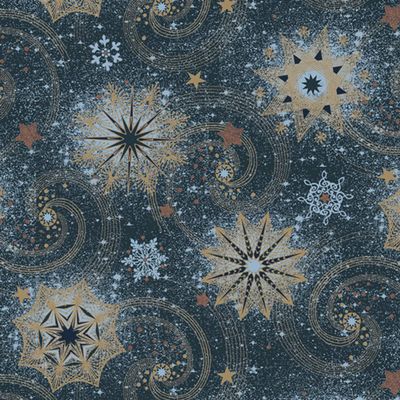 3-Ply Xmas Decoupage Tissue Paper Napkins Decorative Christmas Serviettes 33cm x 33cm - Pack of 20 (Gold & Blue Stars and Twirls on Navy)