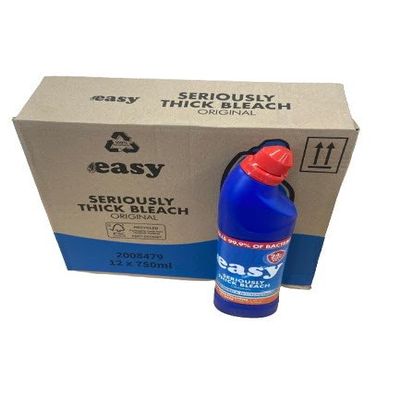 Easy 24 Hr Thick Toilet Bleach Cleaner 750ml x 12 Pack Kills 99.9% Bacteria