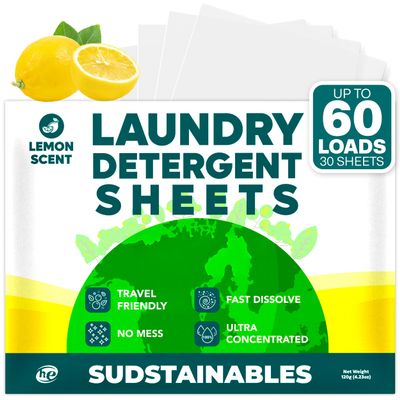 Sudstainables Laundry Detergent Sheets for Clothes (60 Refills) - Detergent Strips for Ecological Clothing, Eco-Friendly, No Residue, Plastic-Free, Suitable for Travel, Planet Friendly