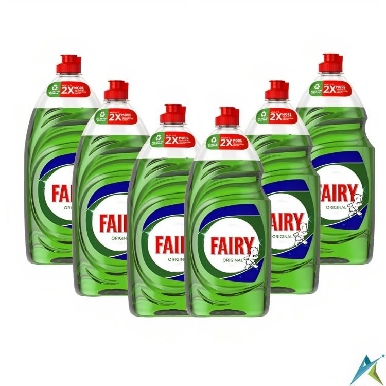 STAR FASHION GLOBAL LTD Fairy Original Washing Up Liquid - Lasts 50% Longer - New And Improved Formula - Saver Pack of (6x900ml)