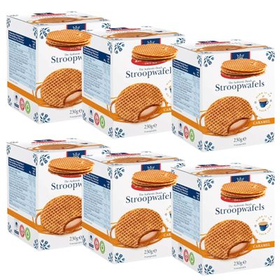 Dutch Stroopwafels Bundle with 6 x Caramel Wafers 230g (48 Biscuits)