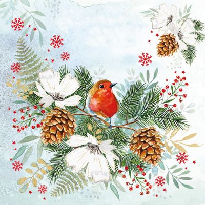 20 Napkins Christmas Robin in Winter Arrangement as Table Decoration Paper Napkins with Motif Also for Decoupage and Decoupage 33 x 33 cm