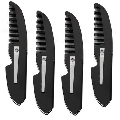 ABOOFAN 4pcs Folding Beard Comb Portable Pocket Mustache Hair Comb for Men Beard at Home