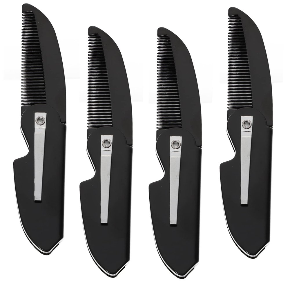ABOOFAN 4pcs Folding Beard Comb Portable Pocket Mustache Hair Comb for Men Beard at Home