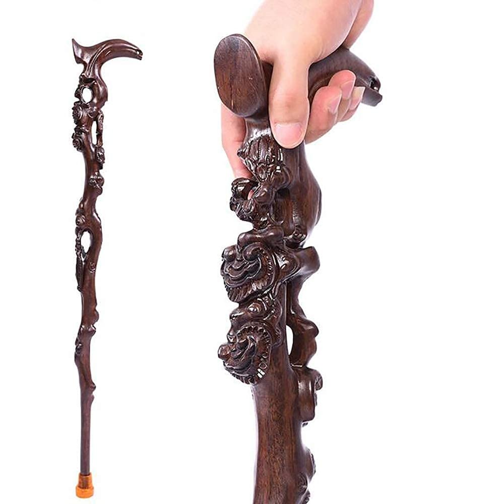 NEAFP Walkers for seniors Wooden Carved CrutchExquisite Carving CaneAs Gifts Walking Sticks Fashionable Sturdy Stable for Men And Women rollator walker Durable Mobility Aid HGCHH