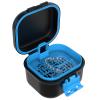 BVN Leak-Proof Denture Bath Case with Strainer Basket, Portable Denture Cup for Soaking False Teeth, Retainers & Gum Shields, Travel Cleaning Container (Black + Blue) view 1