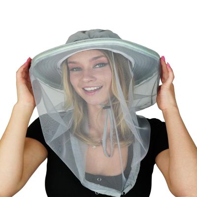 AGGAFA Mosquito Head Net Hat, Providing a Physical Barrier to Help Keep Mosquitoes and Bugs Away from Your Face When Gardening, Farming, Fishing and Camping (Light Grey Color)