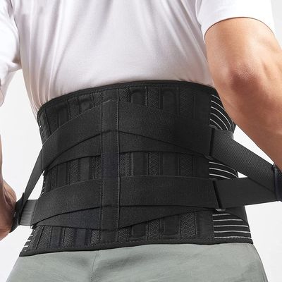 Adjustable Belt Waist Lumbar Support Orthopedic Corset Spine Decompression Double Banded Waist Trainer Brace Back Pain Relief (Color : Black, Size : M) (Black S)