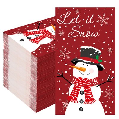 100 PCS Christmas Snowman Napkins Winter Snowflake Guest Napkins 3 Ply Let It Snow Paper Hand Towels Merry Christmas Disposable Dinner Napkins for Christmas Party Home Kitchen Bathroom Table Decor
