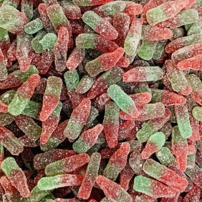 Fizzy Watermelon Bottles LARGE RETAIL Sweet Shop Jar by The Gourmet Sweet Company