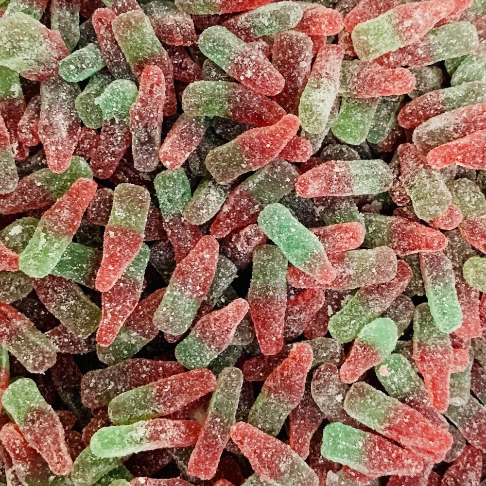 Fizzy Watermelon Bottles LARGE RETAIL Sweet Shop Jar by The Gourmet Sweet Company