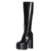 WOkismD 14CM/5.51IN Sexy Boots Square Toe Thick Sole Thick Heel Side Zipper Fashion Boots,Black,38 view 1