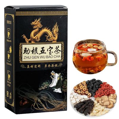 Ginseng Five Treasures Tea Kidney Tea, Kidney Tea Formula Ginseng Five Treasure Tea, Mens Essentials Kidney Tea, Liver and Kidney Care Tea, Tonify Kidney for Men (1Box)