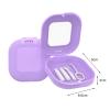 Luojuny Retainer Case with Vent Holes, Mirror, Slim Retainer Case Holder Denture Case for Travel, Mouth Guard Case with Gums, Picker, Clean Brush, for Women & Men Purple view 4