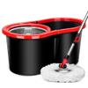 JUNYFFF Microfibre Mop And Bucket Set with Extra 4-In-1 Head Replacement, Spin Mop for Cleaning Floors, Set of 1X Mop, 1X Bucket And 3X Refill, Red view 1