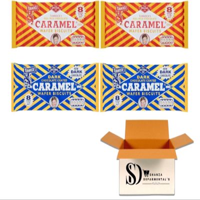 2xTunnocks Milk Chocolate Caramel Wafers 8 x30g and 2xTunnocks Dark Chocolate Caramel Wafers 8 x30g