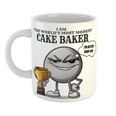 I am The World's Most Modest Cake Baker Smug Mug Sarcastic, 11 oz Ceramic Mug