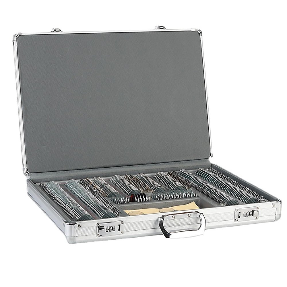 TsoLay Optical Trial Lens Kit, 232 Pcs Metal Rim Ophthalmic Lenses with Aluminium Case, Lens Set Box, 26mm Clear Aperture Precise Degree, Easy To Carry, Suitable for Opticians and Eye Hospitals
