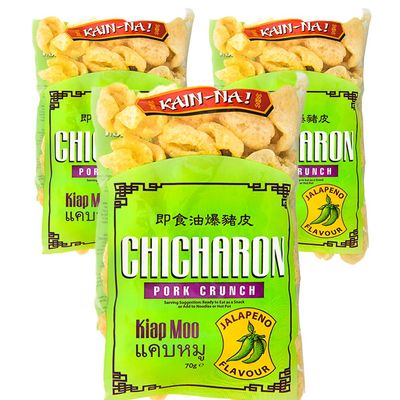 Chicharron Jalapeno 70g (Pack 3) / Chicharrones Pork Crunch with Jalapeno Flavour, Spicy Pork Crunch Snacks