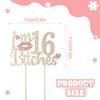 LASKYER I'm 16th Birthday Funny Gold & Pink Rhinestone Cake Topper - Happy 16th Birthday Cheers to 16 Years Old Sixteen Bday Party Metal Sparkly Food Centerpieces Topper Decorations Sign. view 3