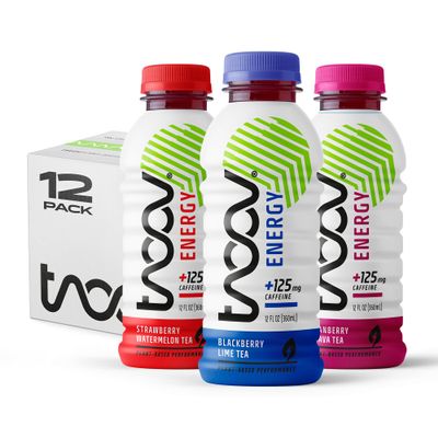 TROOV Energy Tea Drink, Gluten Free, Plant Based, Low Sugar & Calorie Pre Workout Drinks for Nitric Oxide Support & Clean Caffeine, Coffee & Energy Drinks Alternative, Variety 12 Pack