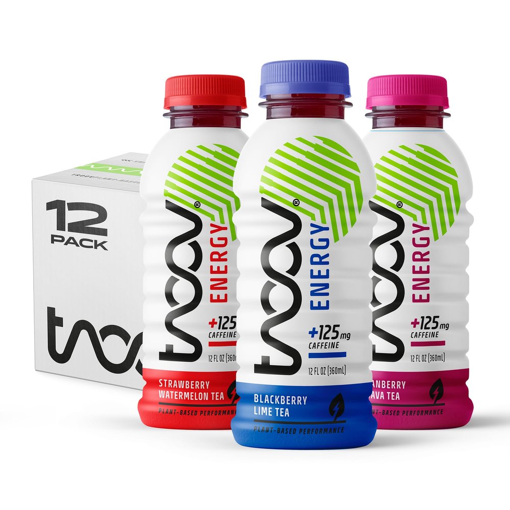 TROOV Energy Tea Drink, Gluten Free, Plant Based, Low Sugar & Calorie Pre Workout Drinks for Nitric Oxide Support & Clean Caffeine, Coffee & Energy Drinks Alternative, Variety 12 Pack