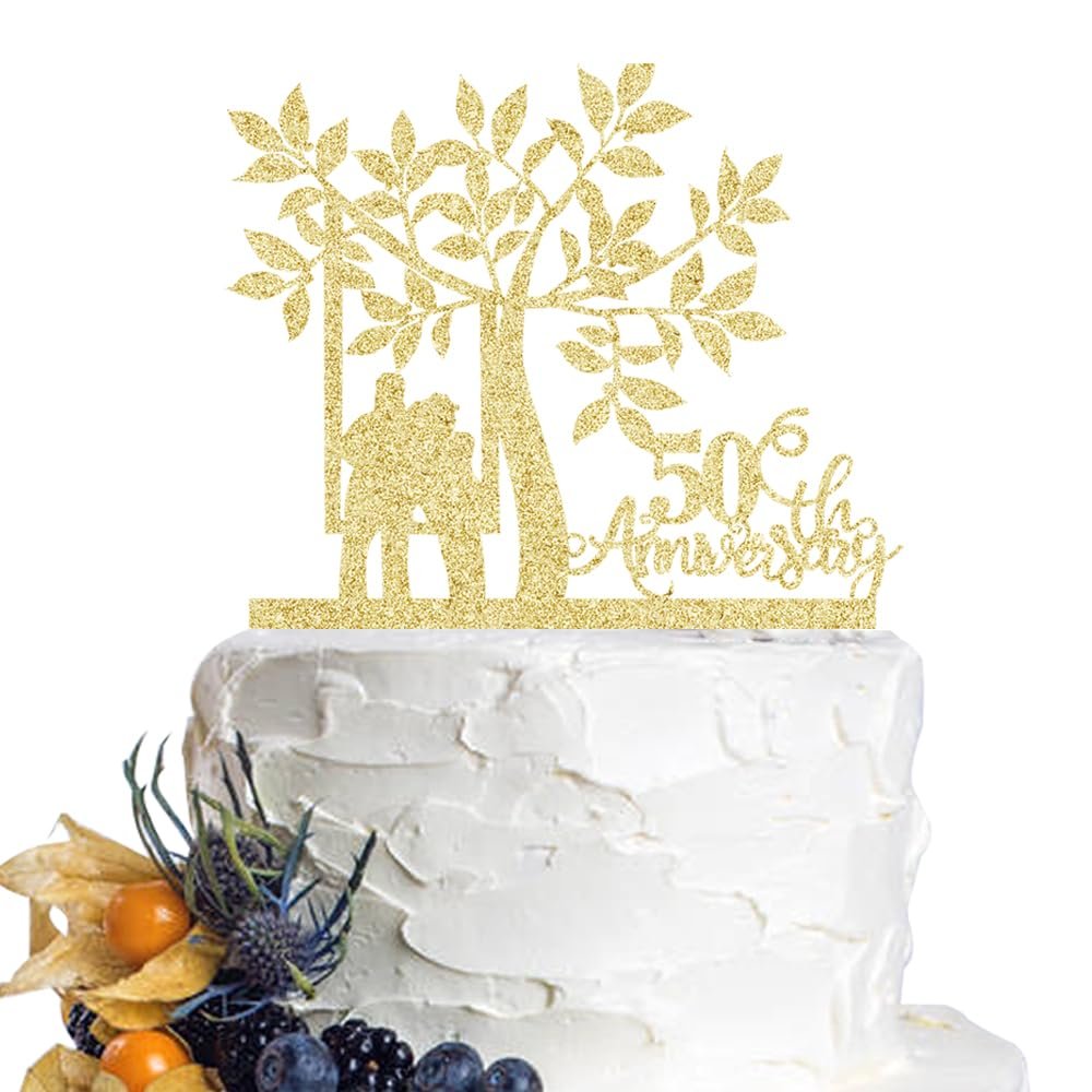 Dcokska 50th Anniversary Cake Toppers,50Birthday Party, 50th Wedding Anniversary-Decoration Supplies