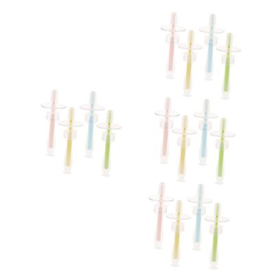Beavorty 16pcs Silicone Toothbrush Boy Girl Training Toothbrush Suction Base for Boy Girl Months and Year Old and